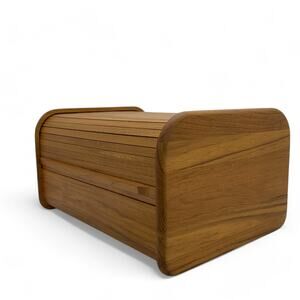 Kalmar Designs Teak Wood Tambour Roll Top Divided Storage Case 80s Thailand